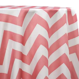 10pcs - Chevron Print (Lamour) Table Linen 132" Round - Coral and White