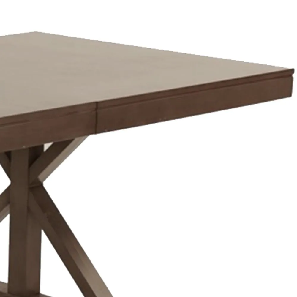 72-90 Inch Rectangular Dining Table, Extension Leaf, Trestle Base, Oak Gray By Casagear Home