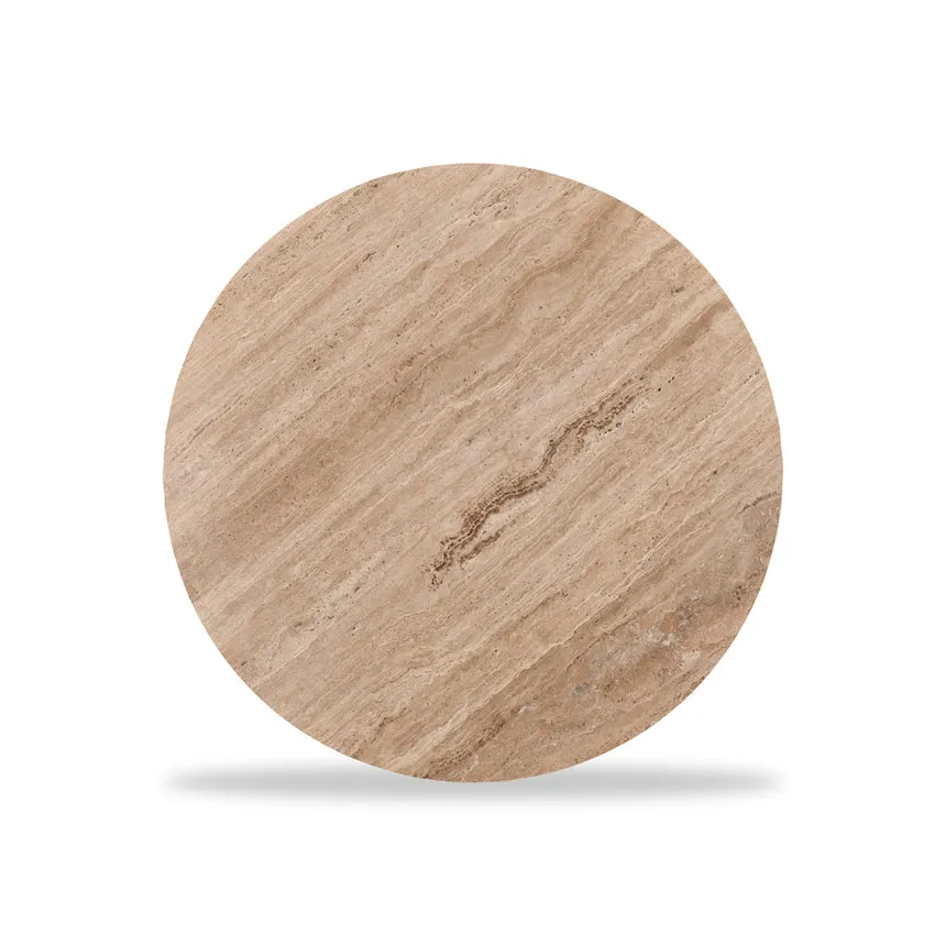 90cm Travertine Top Round Coffee Table