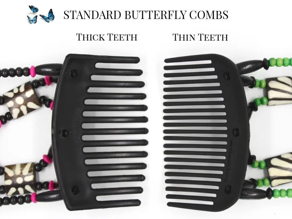 African Butterfly Thick Hair Comb - Ndalena Black 111