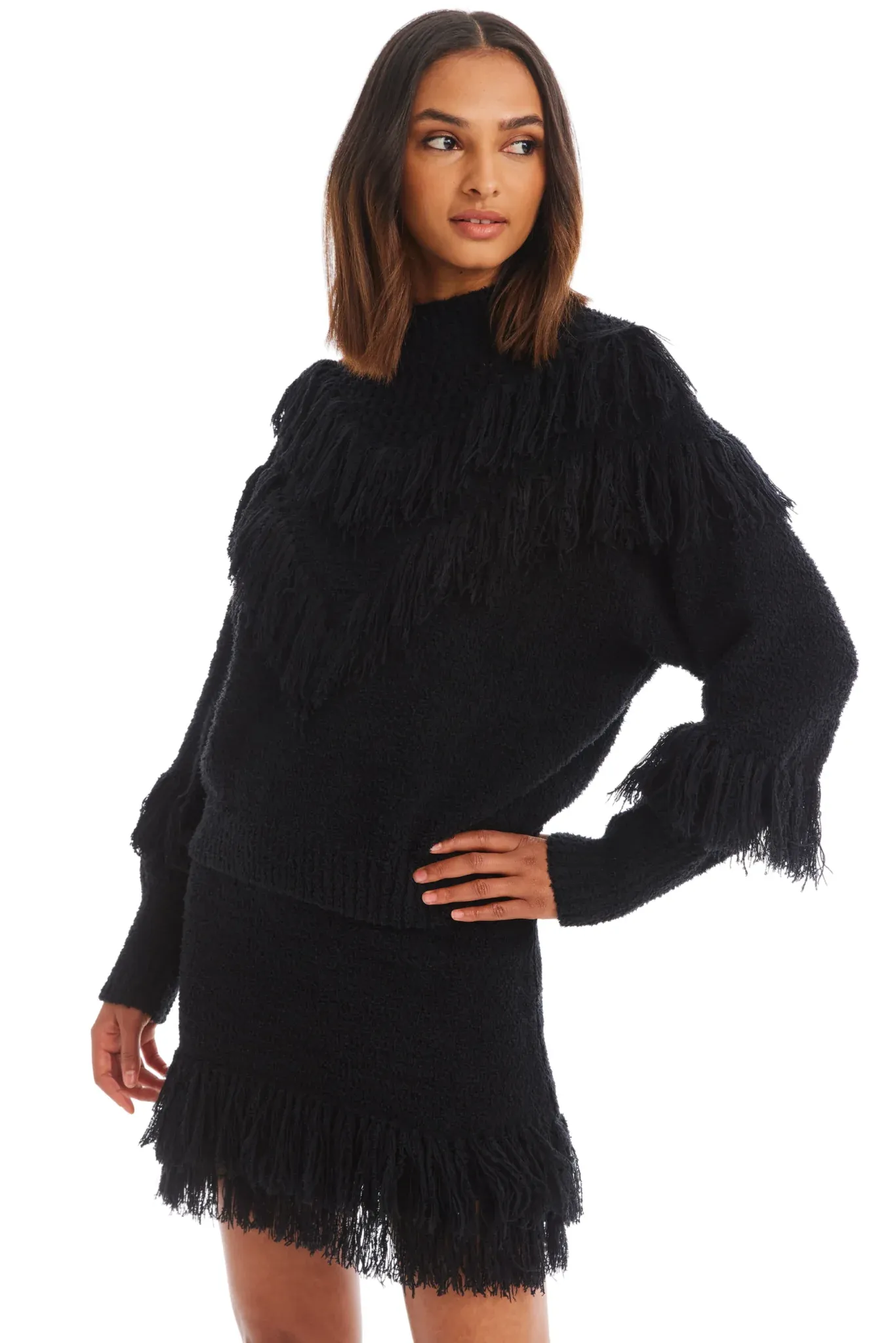 ALL Austin Black Fringe Sweater