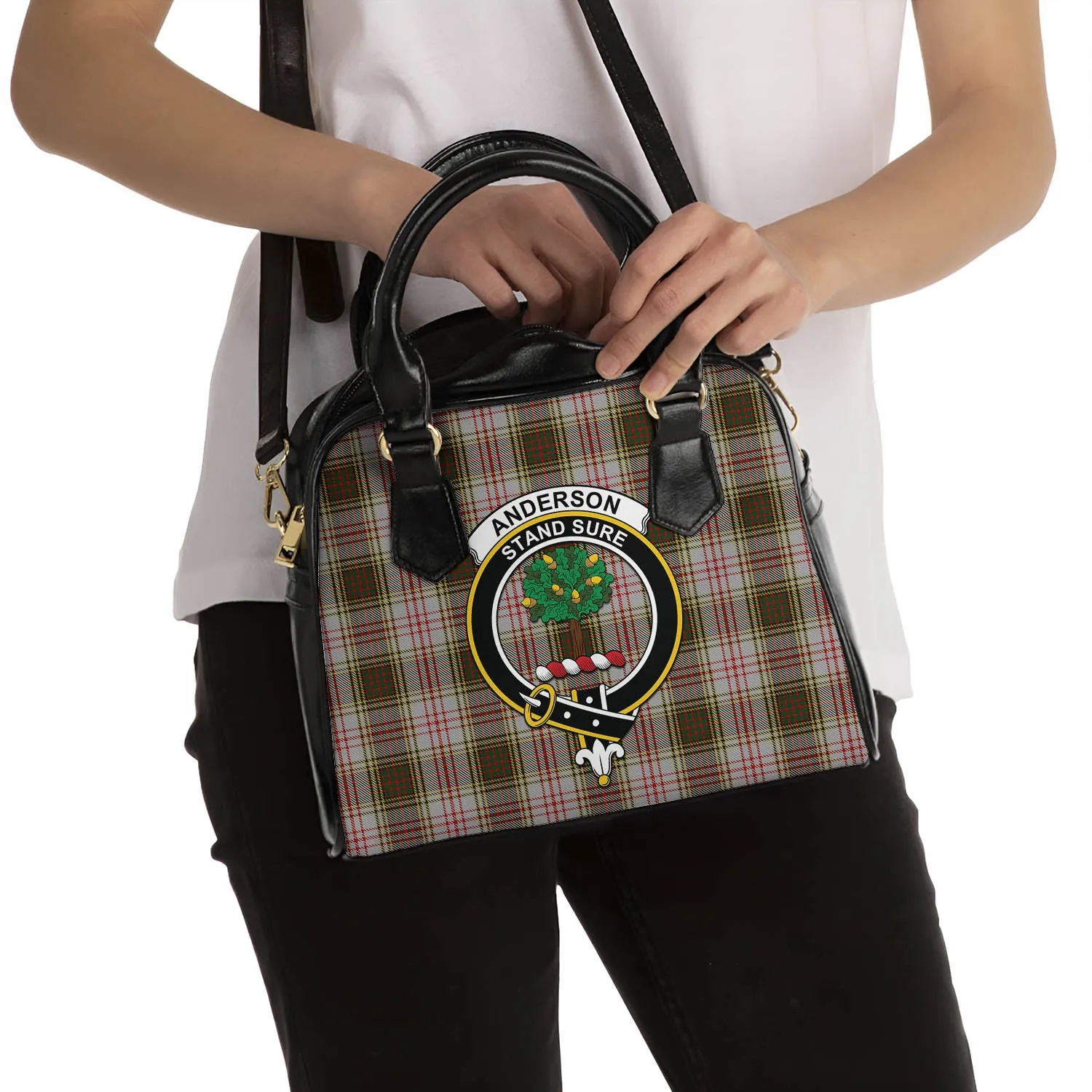 Anderson Dress Tartan Shoulder Handbags with Family Crest