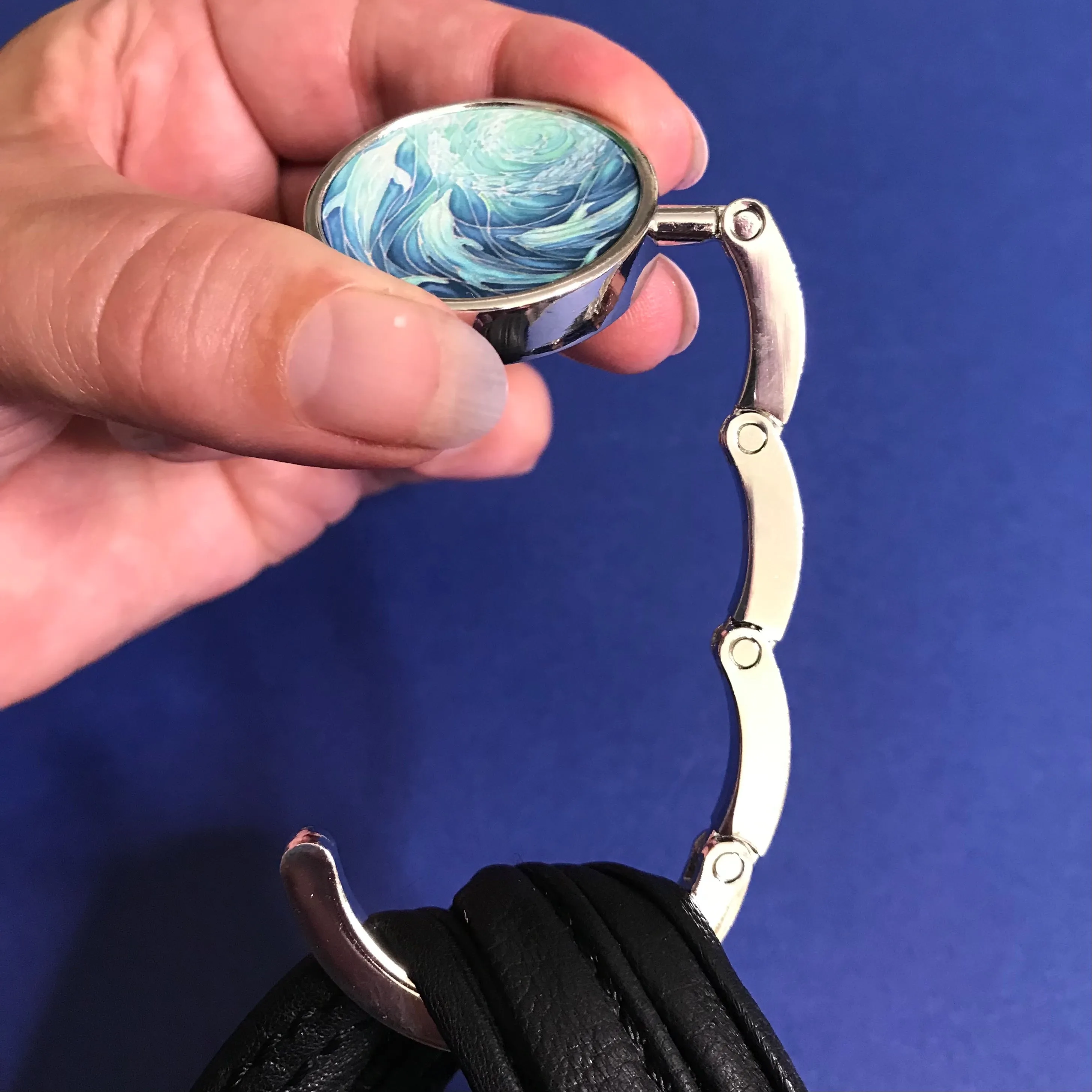 Aqua and Blue Dolphins hand bag hanger - tote bag holder