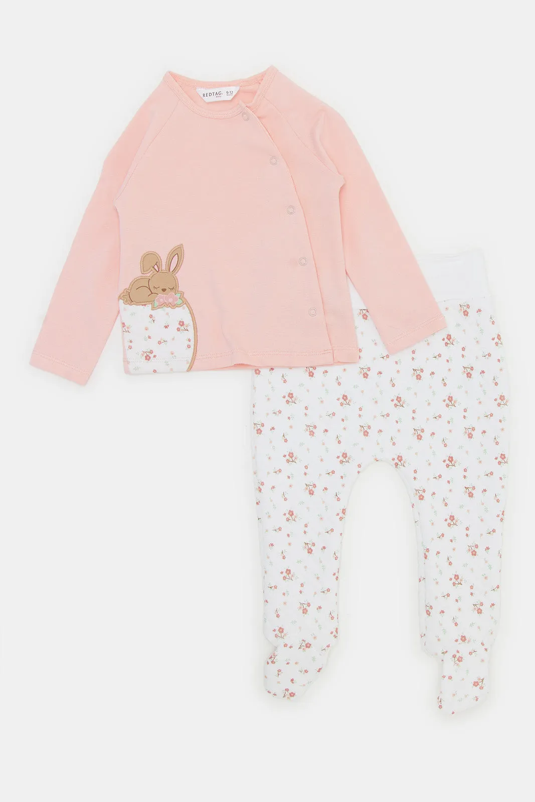 Baby Girl Pink Printed Quilted Pyjama Set (2 Piece)