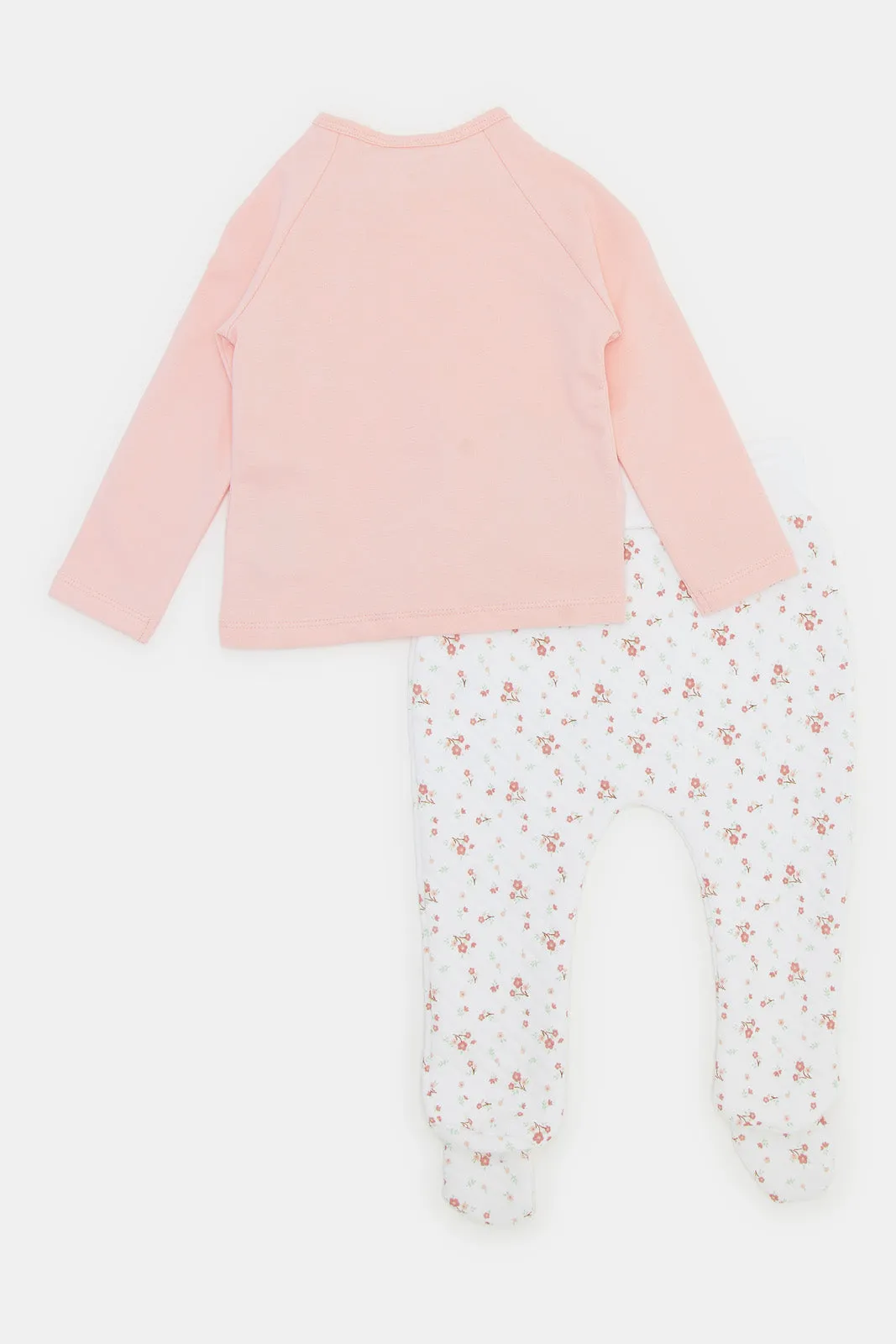 Baby Girl Pink Printed Quilted Pyjama Set (2 Piece)