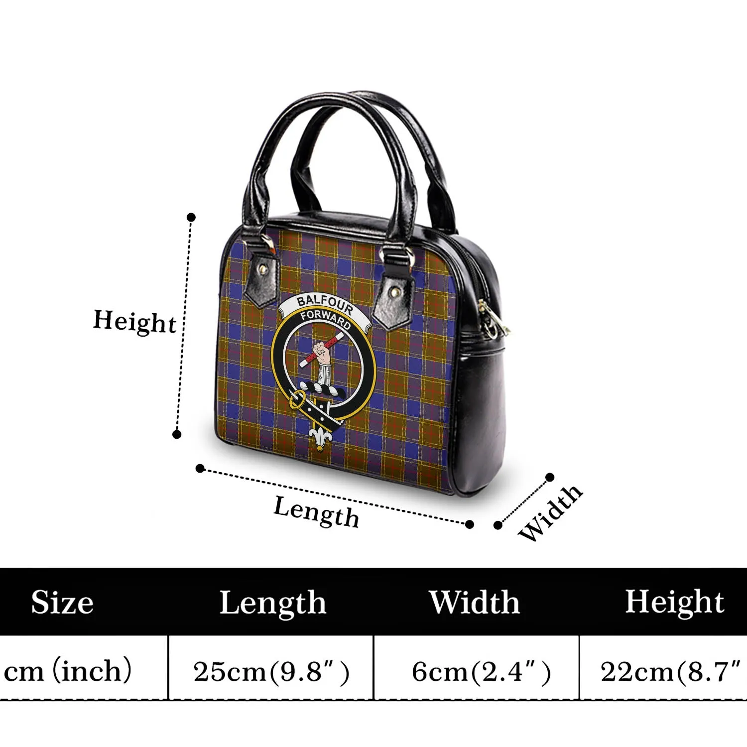 Balfour Tartan Shoulder Handbags with Family Crest