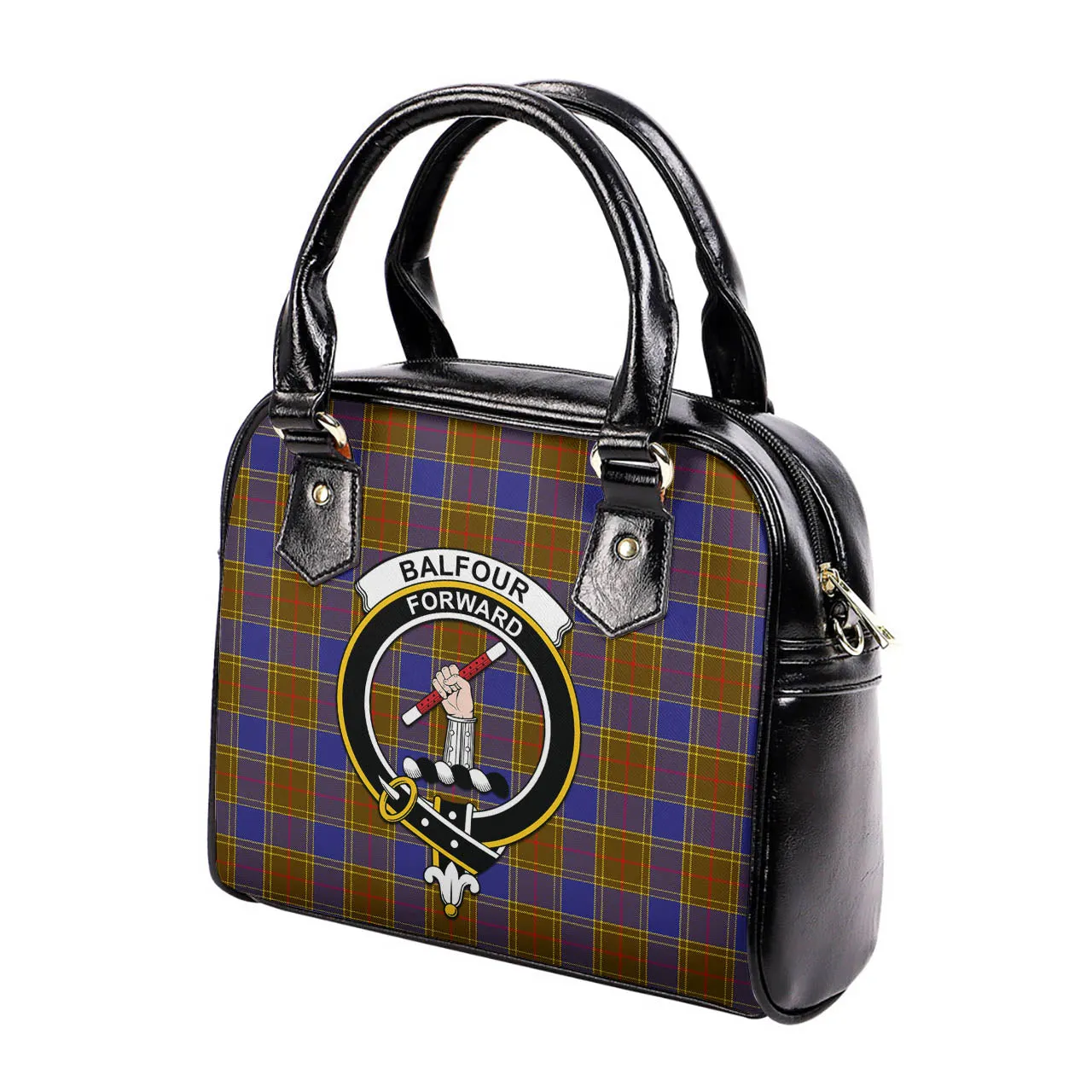 Balfour Tartan Shoulder Handbags with Family Crest