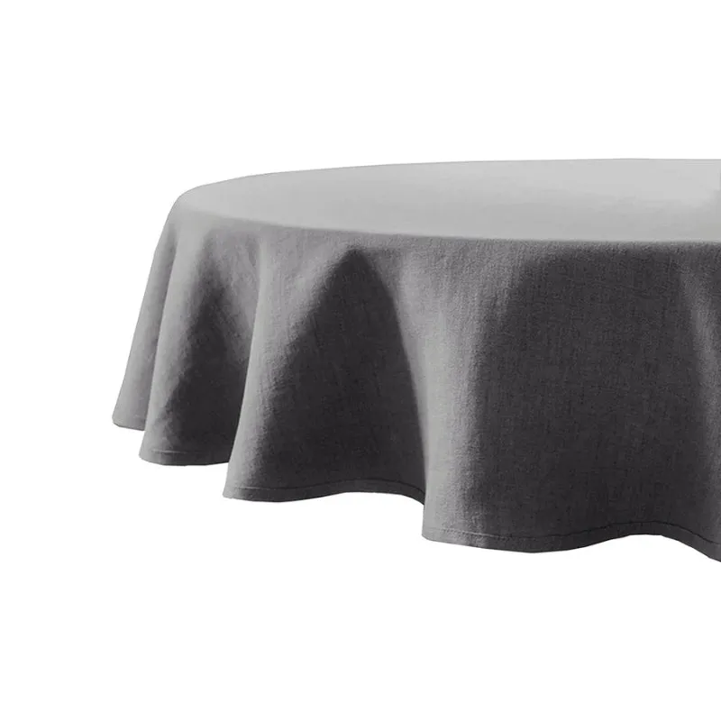 Bambury Linen Charcoal Round Tablecloth