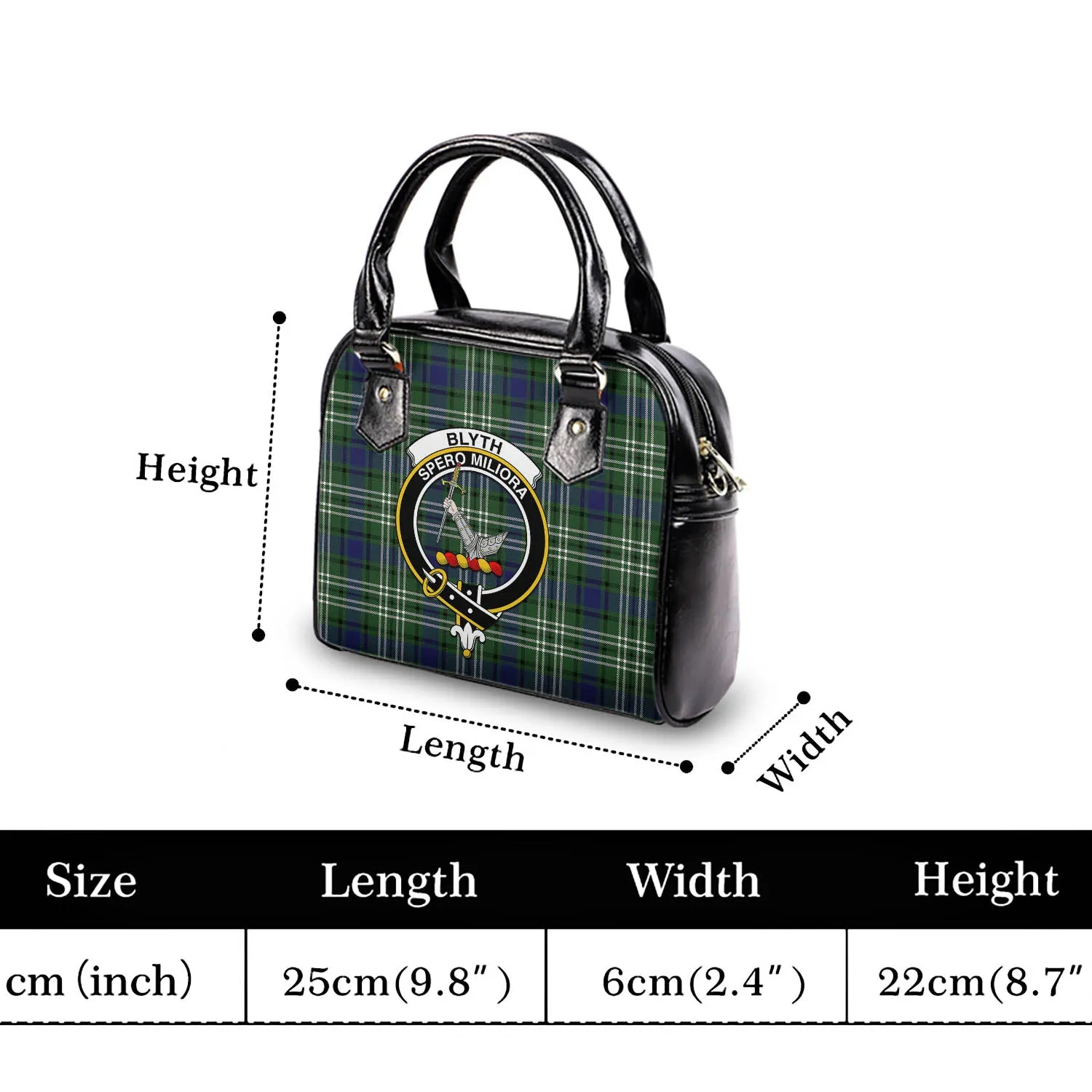 Blyth Tartan Shoulder Handbags with Family Crest