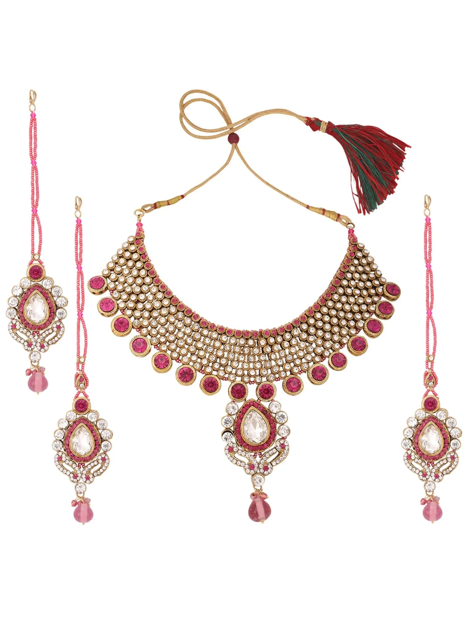 Brass Pink Jewelry Set - Timeless Elegance In Shades Of Pink - Anikas Creation