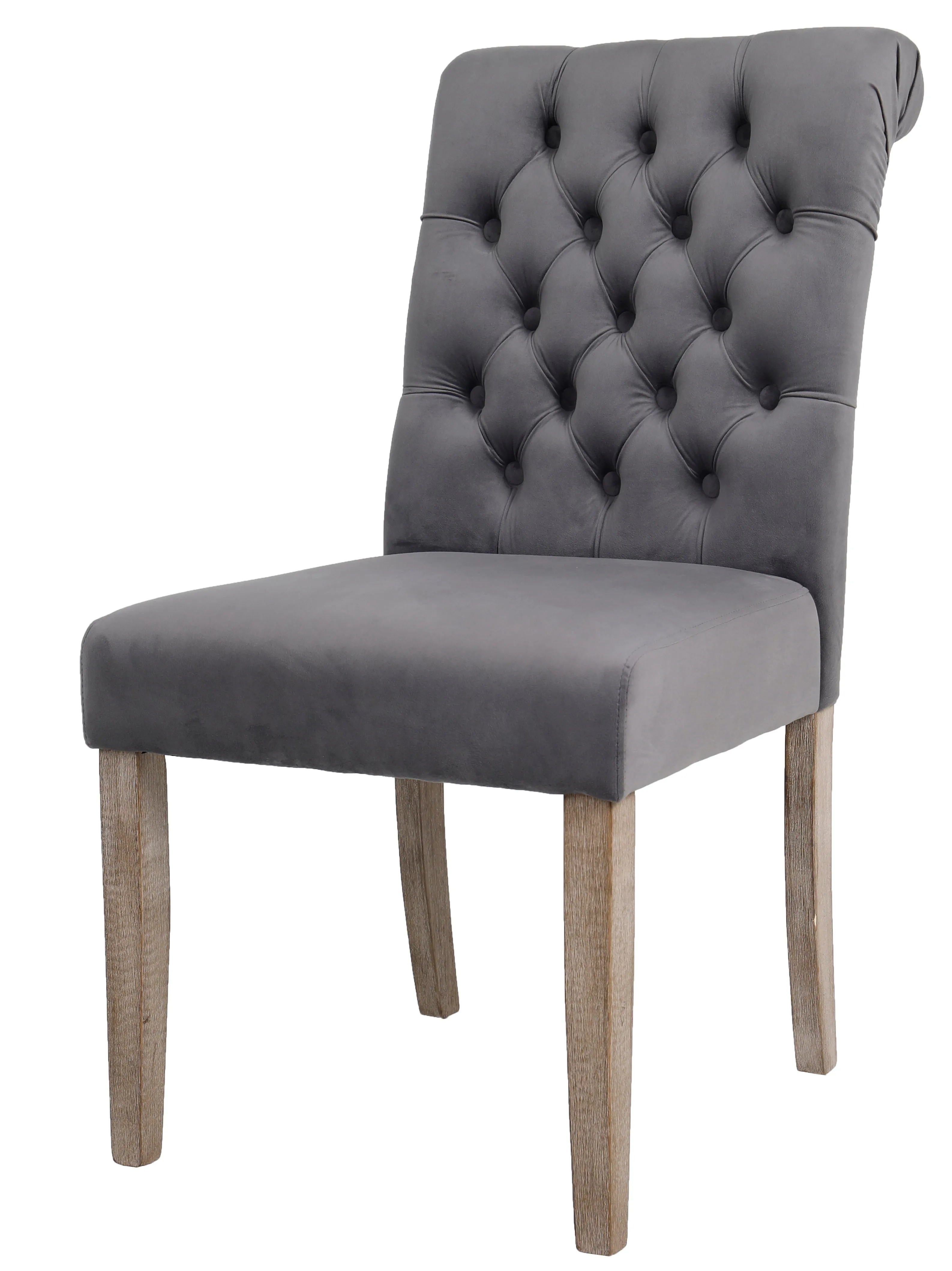 BTExpert GREY upholstery dining Chair velvet tufted Camran High Back Velvet Charcoal Tufted