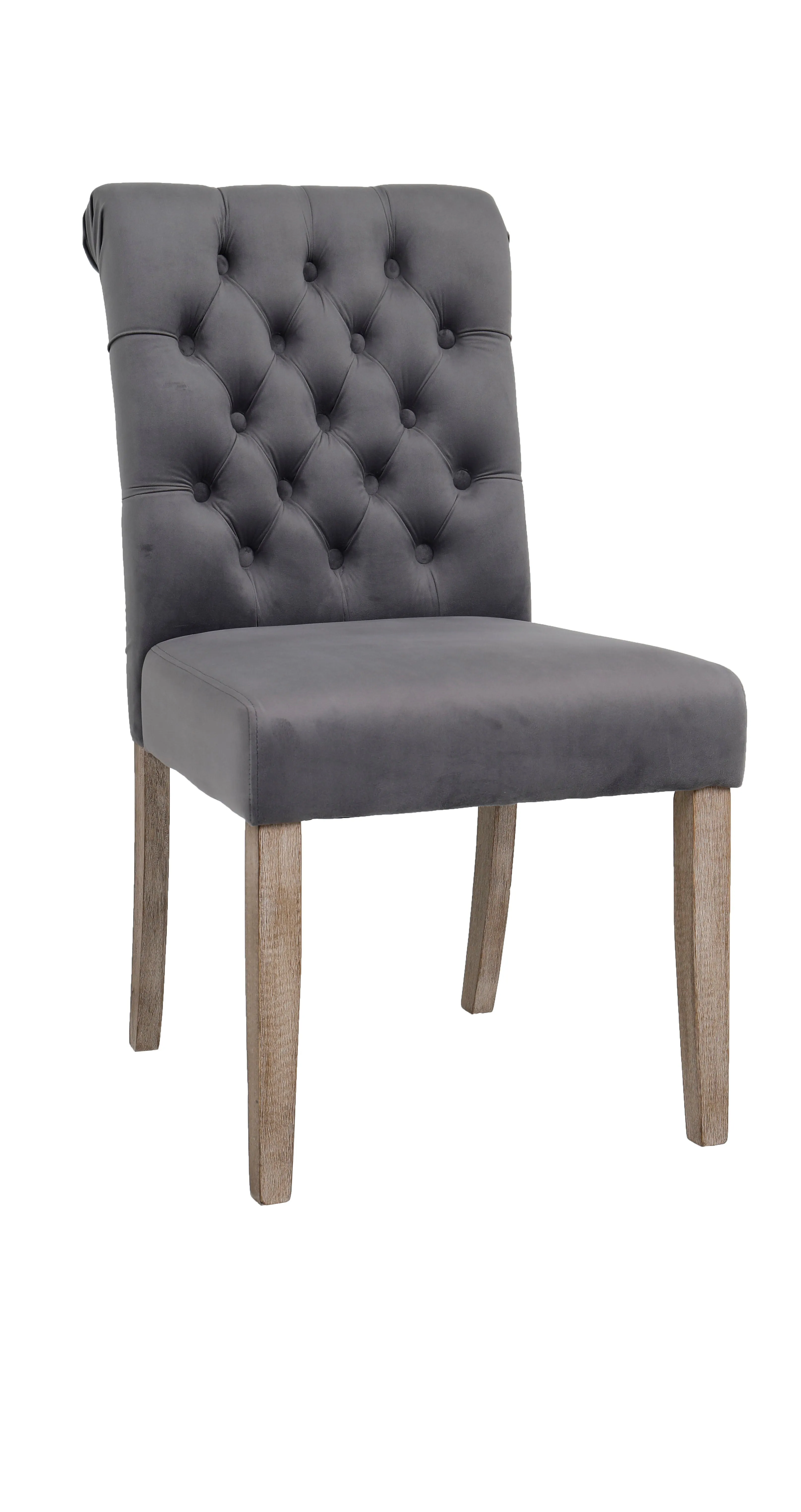 BTExpert GREY upholstery dining Chair velvet tufted Camran High Back Velvet Charcoal Tufted