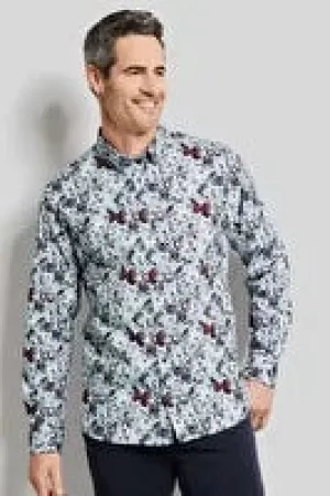 Bugatti - Floral Rose and Blue Printed Shirt