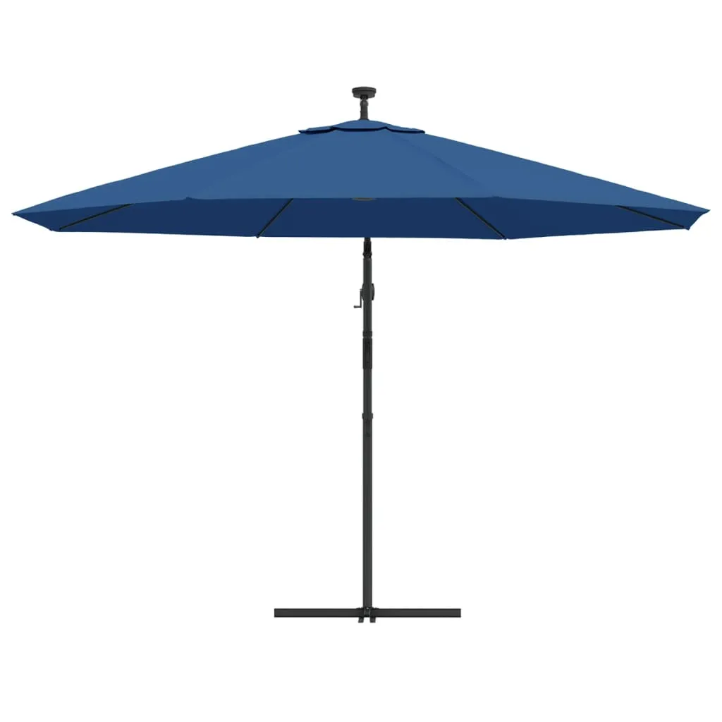 Cantilever Umbrella with LED Lights Azure Blue 350 cm