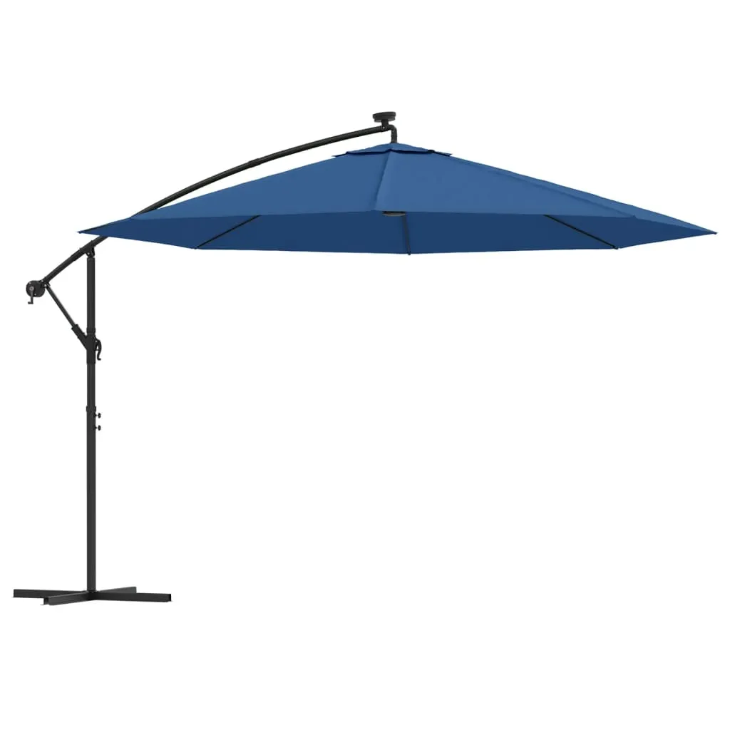 Cantilever Umbrella with LED Lights Azure Blue 350 cm