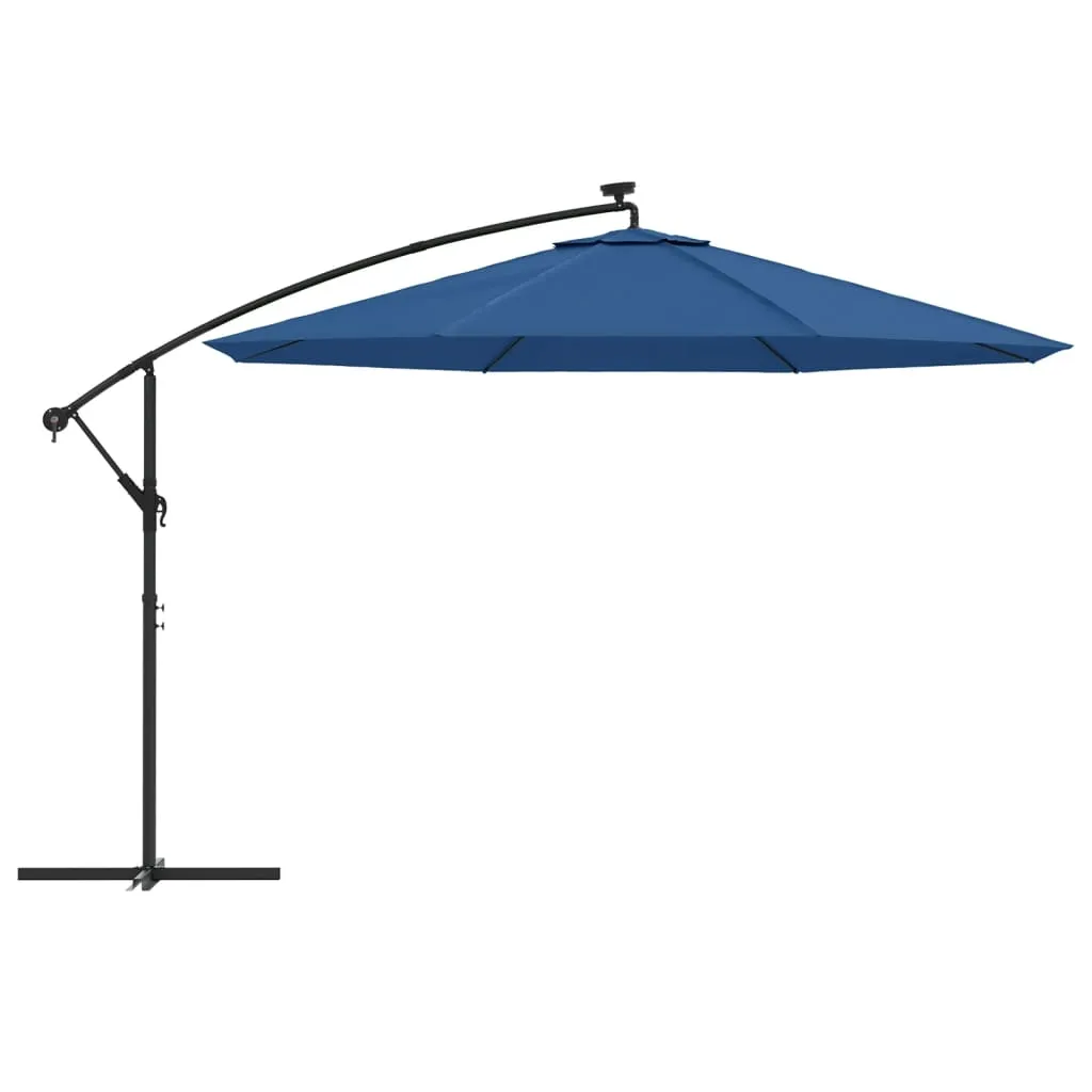 Cantilever Umbrella with LED Lights Azure Blue 350 cm