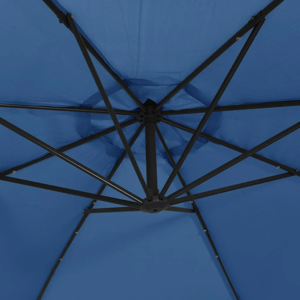 Cantilever Umbrella with LED Lights Azure Blue 350 cm