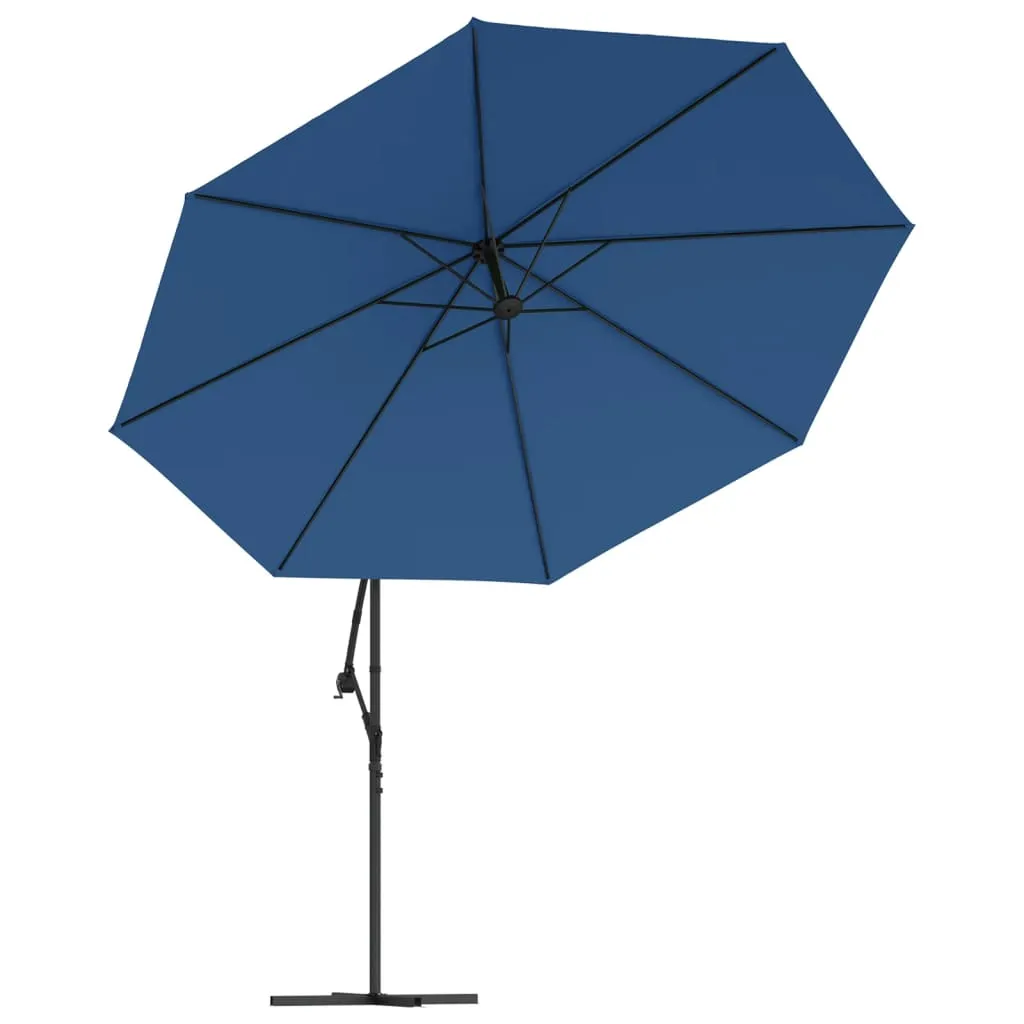 Cantilever Umbrella with LED Lights Azure Blue 350 cm