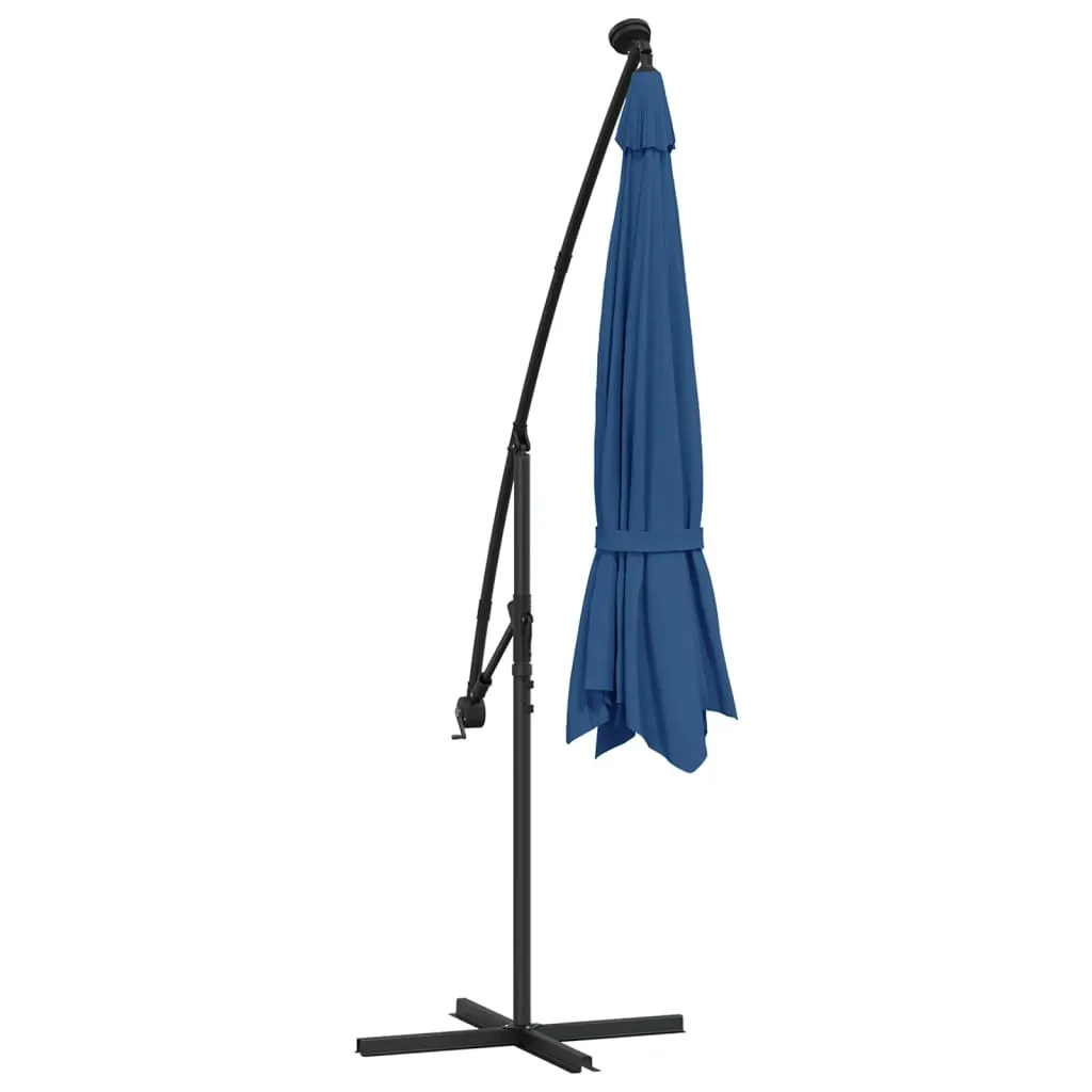 Cantilever Umbrella with LED Lights Azure Blue 350 cm