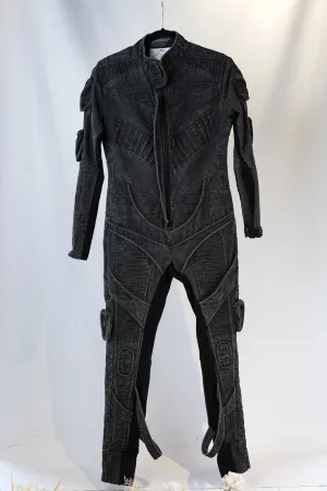 Chaunk Philosophy | Gray Zip-Up Jumpsuit with Destroyed Pattern and Pockets