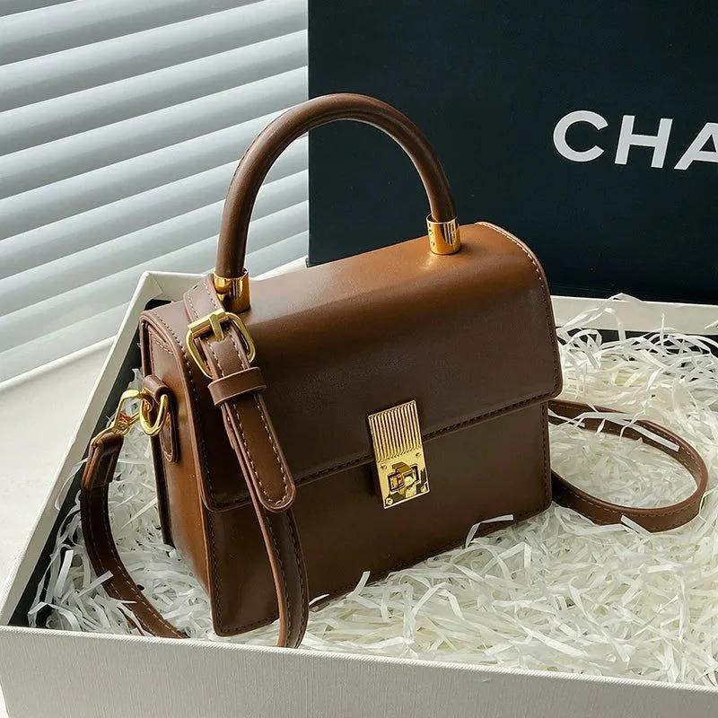 Chic Vintage Soft Leather Square Crossbody Satchel Handbags