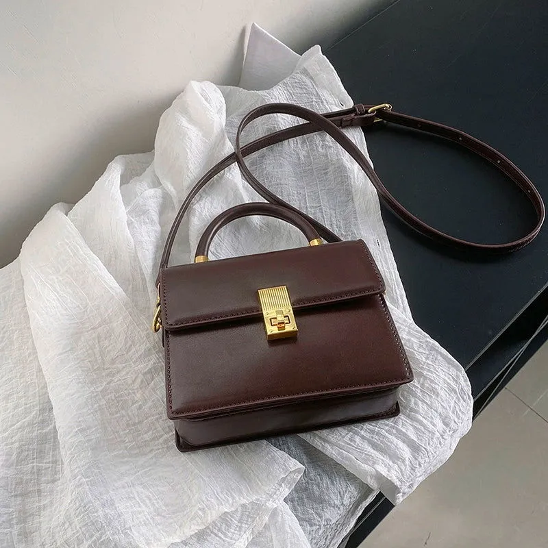 Chic Vintage Soft Leather Square Crossbody Satchel Handbags