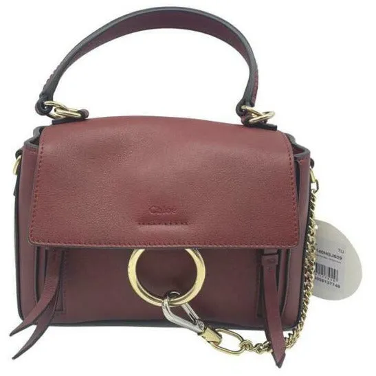 Chloé Faye Daye Mini Leather/Suede Red Leather Shoulder Bag