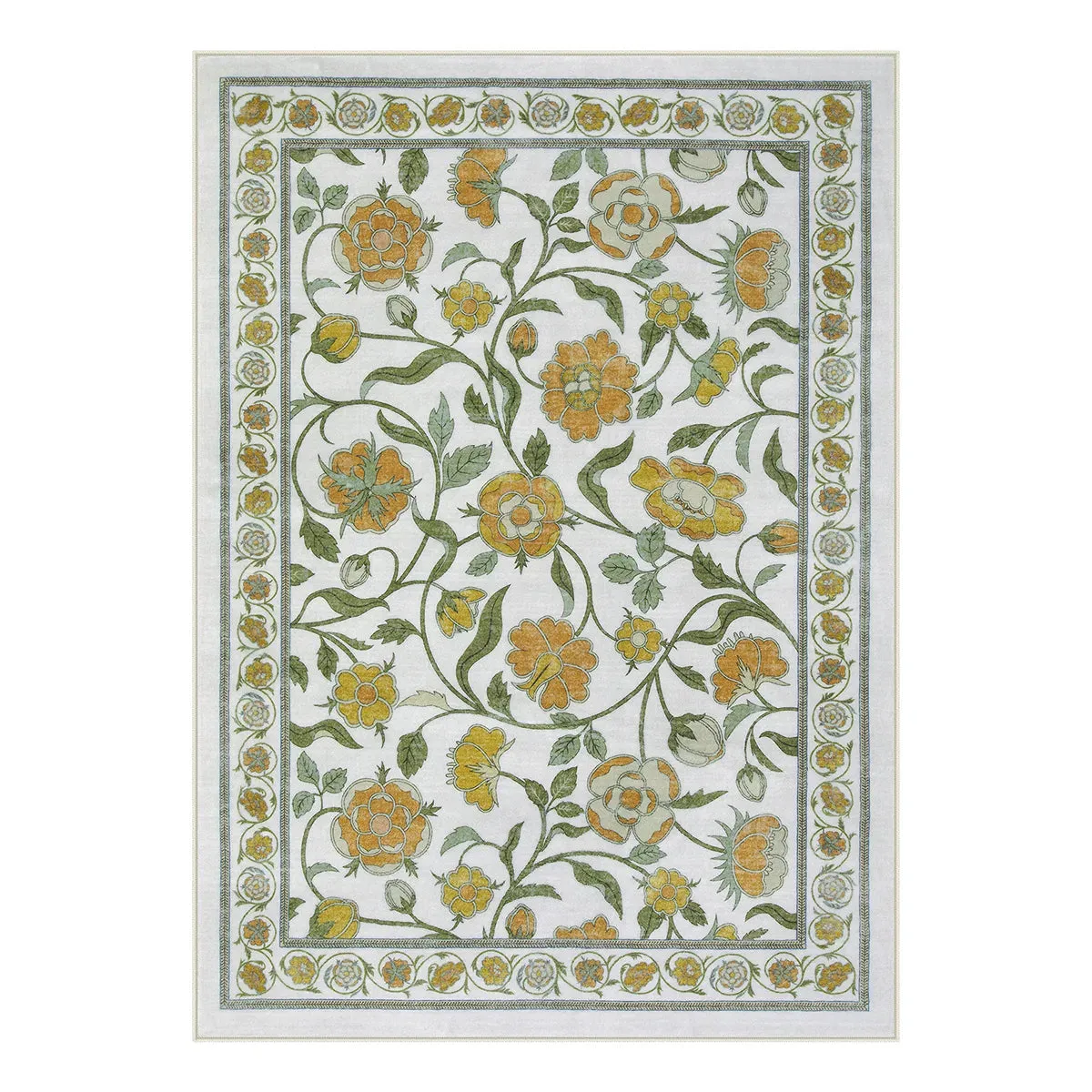 Claire Boho French Elegant Floral Beige Rug