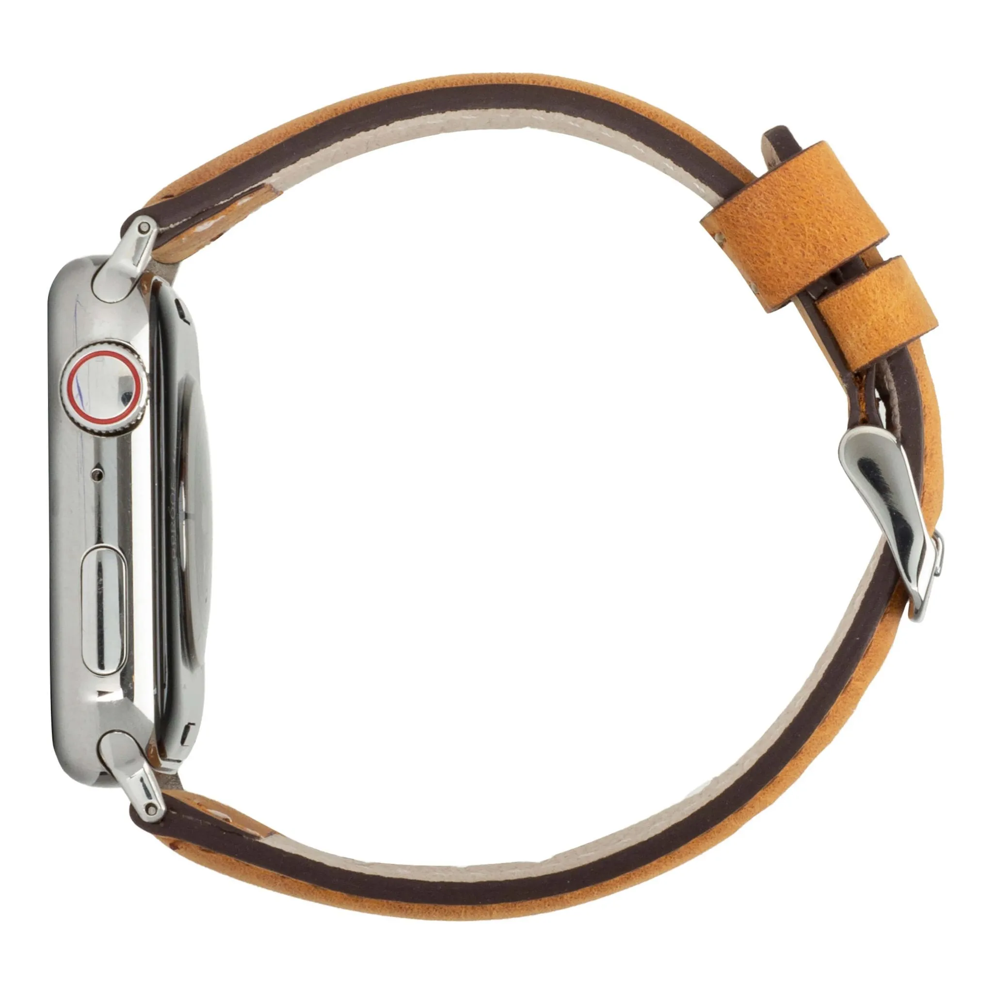 Classic Band for Apple Watch 44mm / 45mm, Golden Brown, Silver Hardware