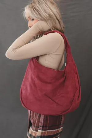 Cute And Practical Faux Suede Slouchy Shoulder Bag