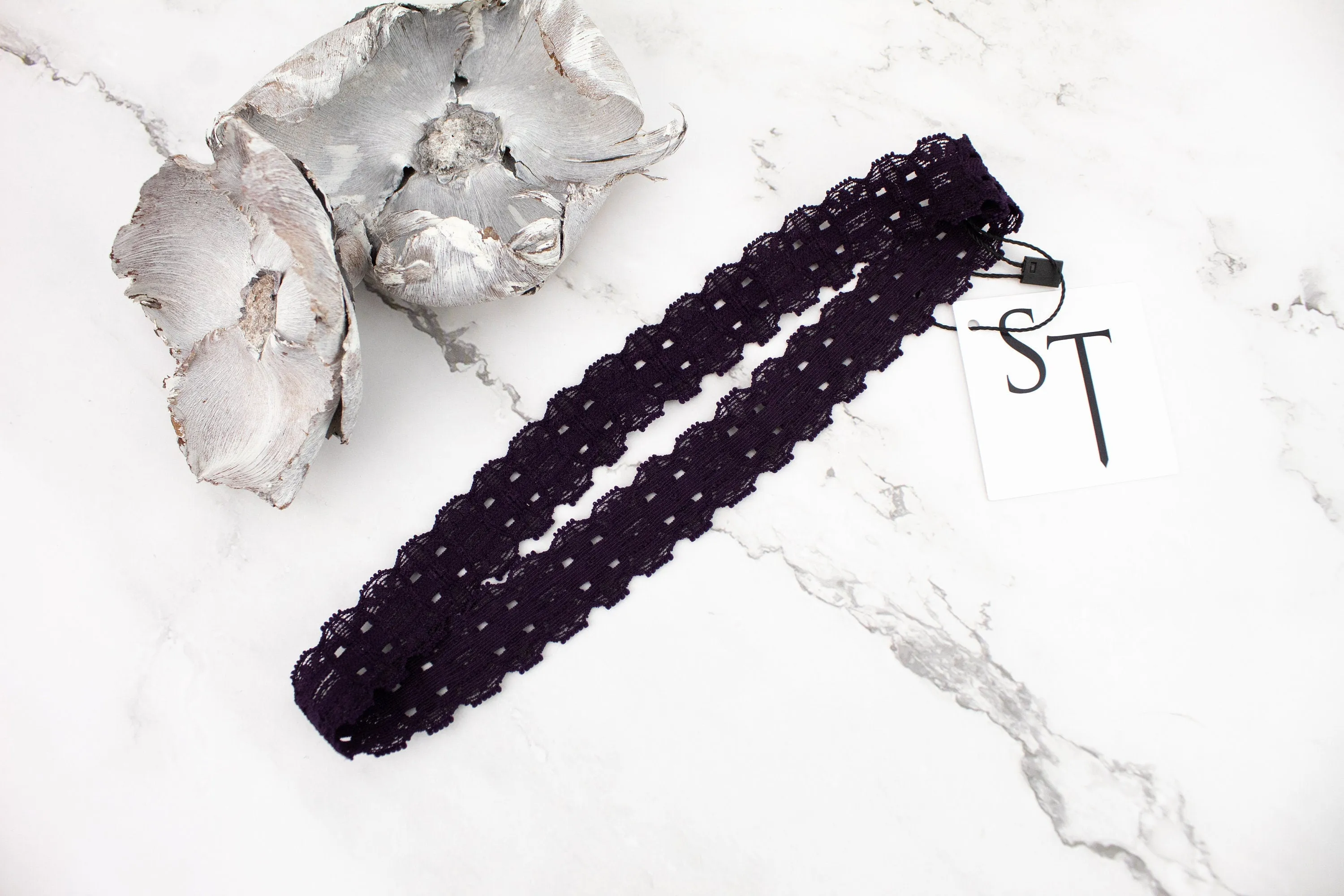 Dark Purple Stretch Lace Headband