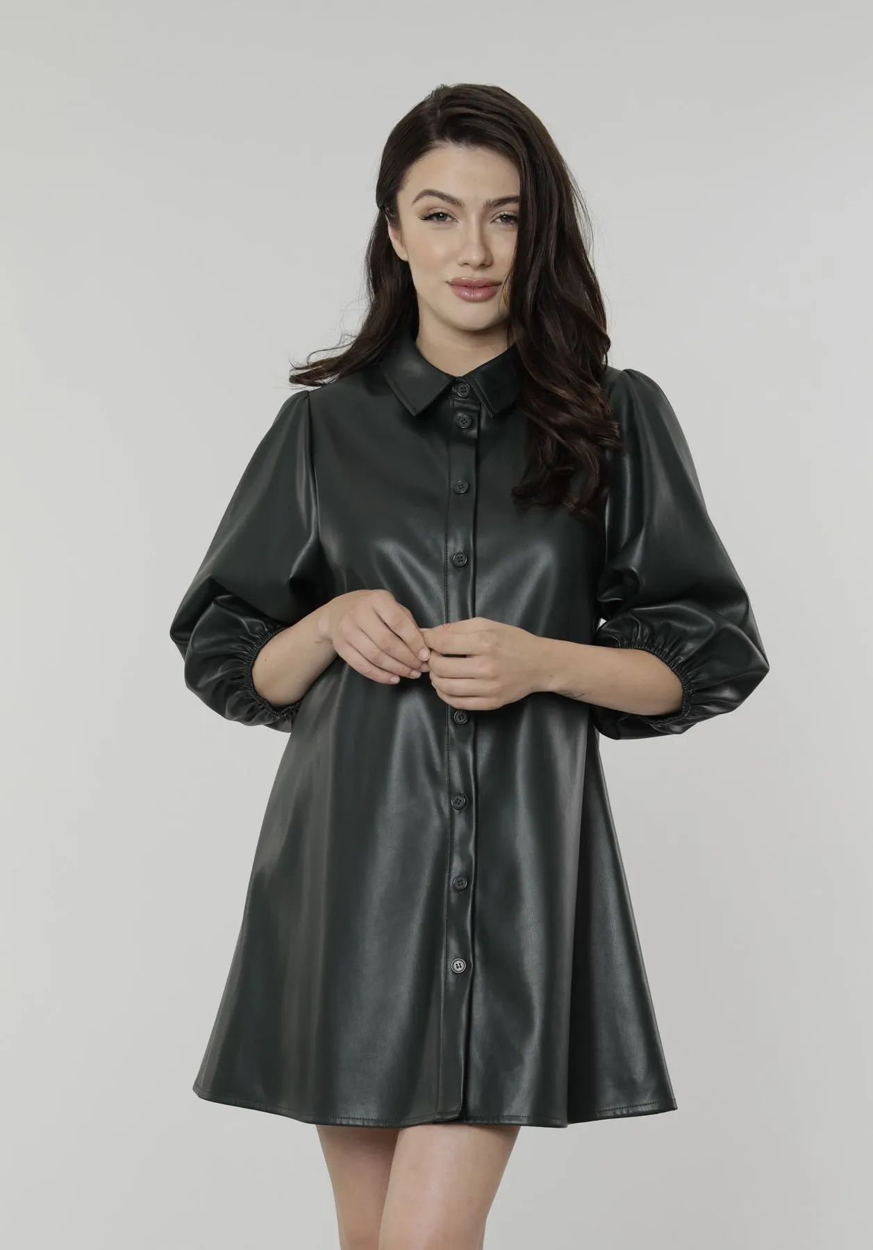 Dolce Cabo Soft Vegan Leather Dress - Olive