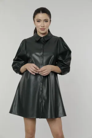 Dolce Cabo Soft Vegan Leather Dress - Olive