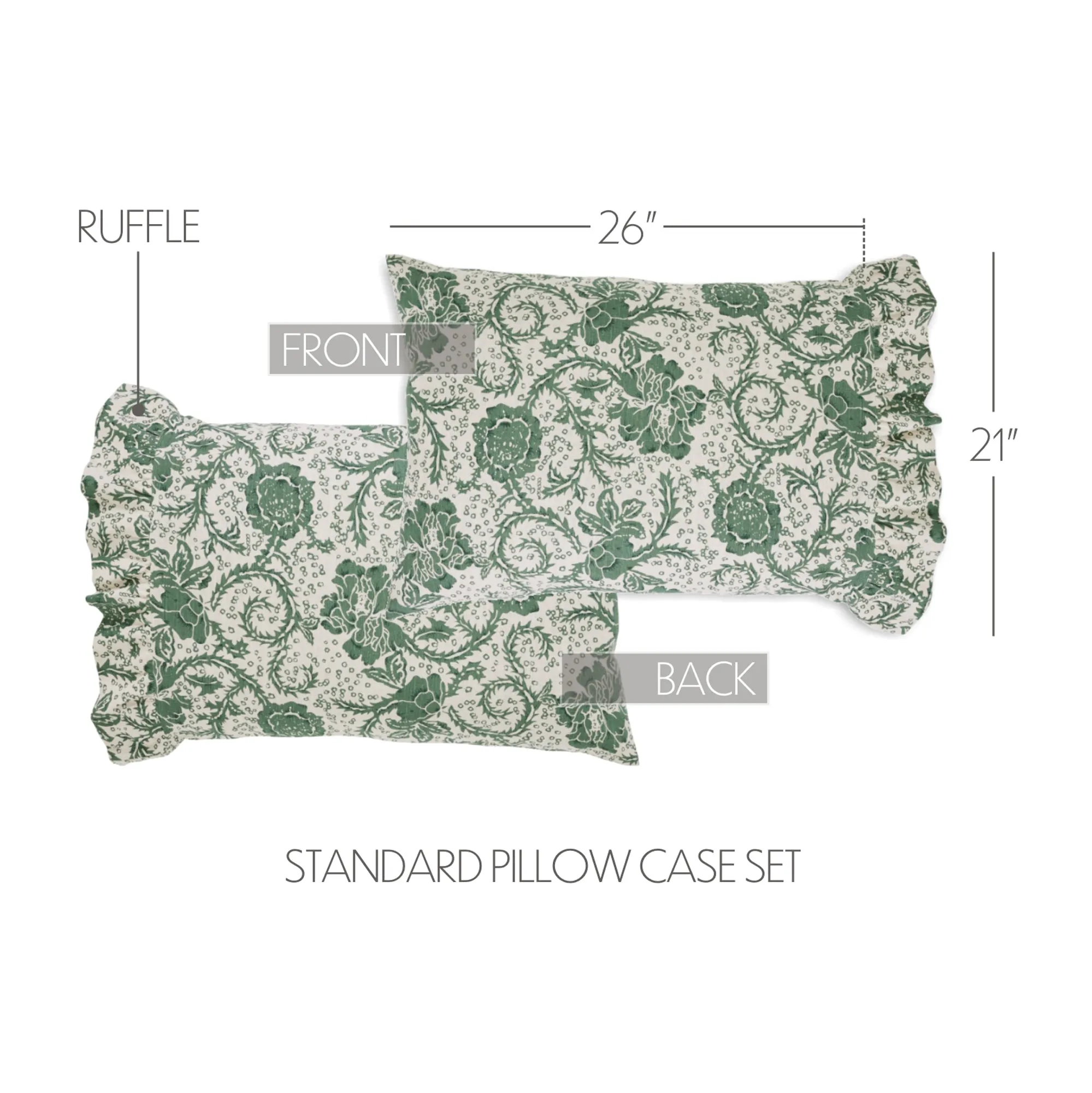 Dorset Floral Ruffled Pillow Case Set of 2