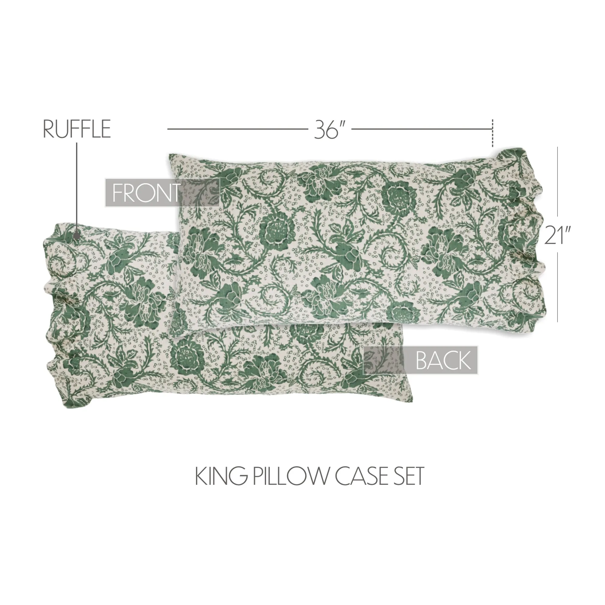 Dorset Floral Ruffled Pillow Case Set of 2