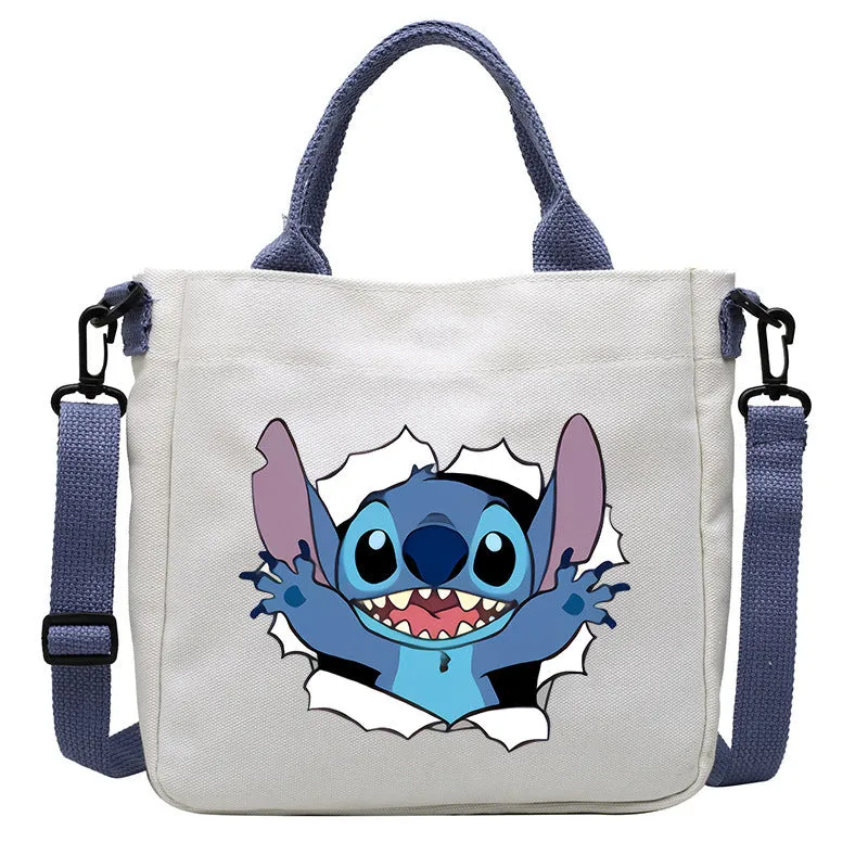 DUNNMALL Anime Peripheral Stitch Canvas Bag Student Shoulder Bag Messenger Bag Detachable Shoulder Strap Handbag Tote Bag