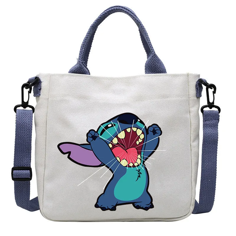 DUNNMALL Anime Peripheral Stitch Canvas Bag Student Shoulder Bag Messenger Bag Detachable Shoulder Strap Handbag Tote Bag