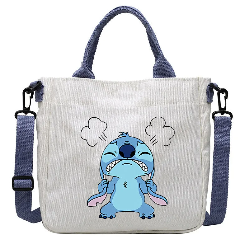 DUNNMALL Anime Peripheral Stitch Canvas Bag Student Shoulder Bag Messenger Bag Detachable Shoulder Strap Handbag Tote Bag