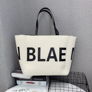 DUNNMALL Han Mo  New Internet Celebrity Large Capacity Casual Simple Handbag Large Letter Retro Shoulder Fashion Canvas Bag