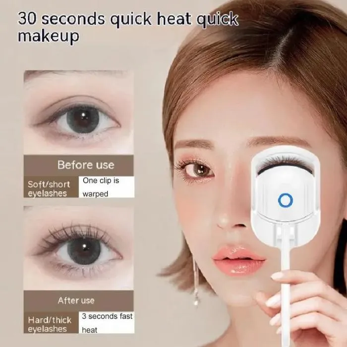 Electric Heated Eyelash Curler USB Rechargeable Makeup Curling Tool Long-Lasting