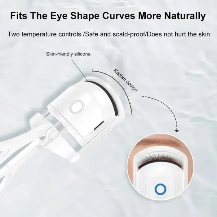 Electric Heated Eyelash Curler USB Rechargeable Makeup Curling Tool Long-Lasting