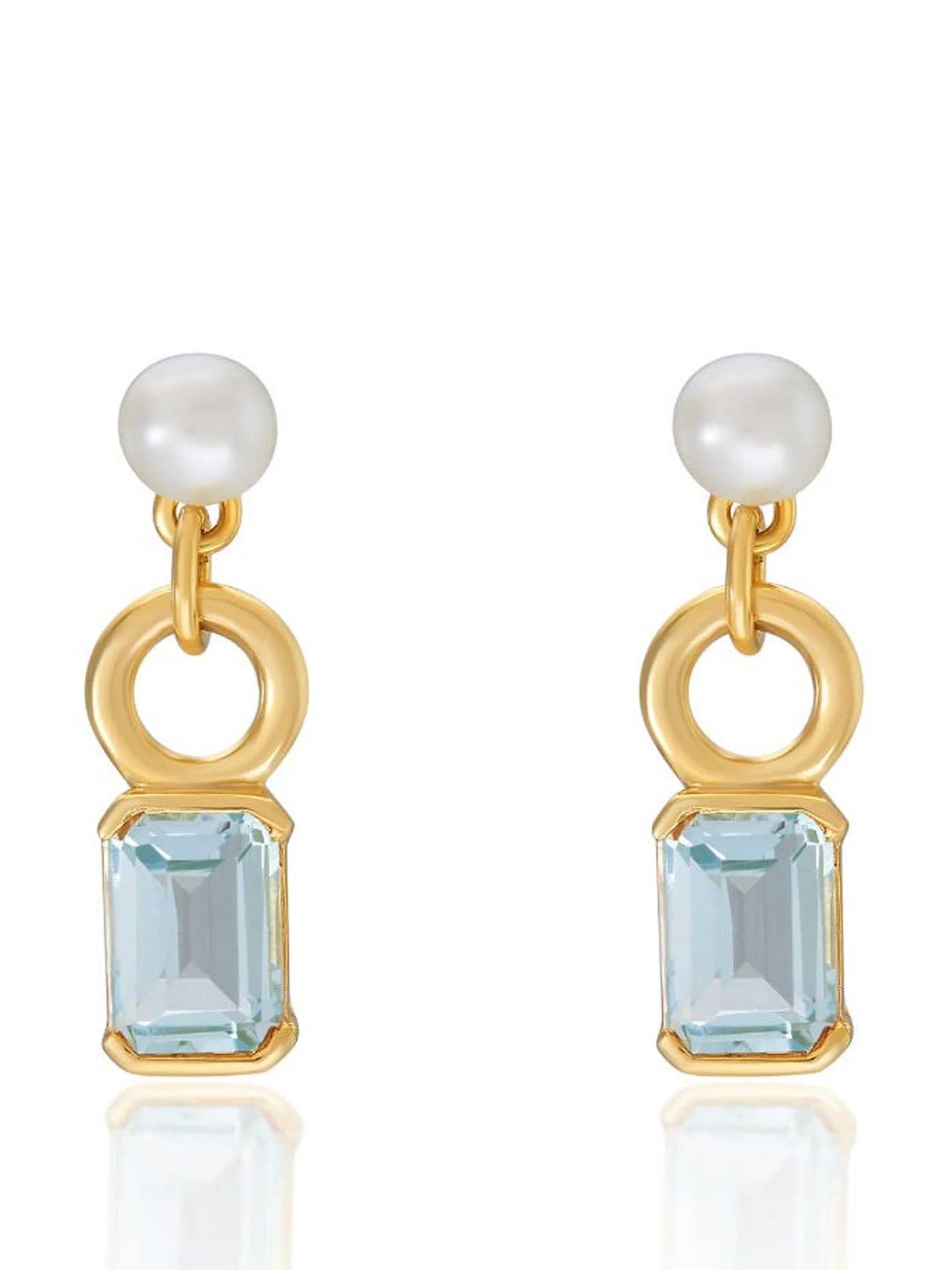 Elena pearl earrings with blue topaz