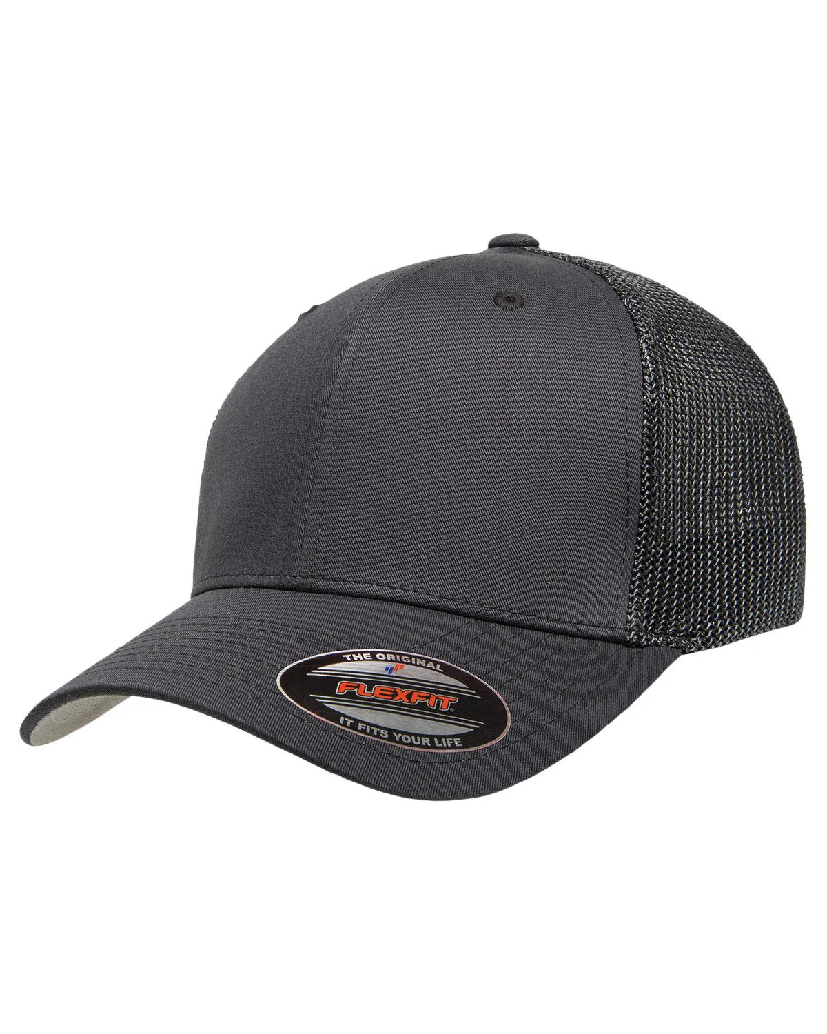 Flexfit 6-Panel Trucker Branded Caps, Charcoal