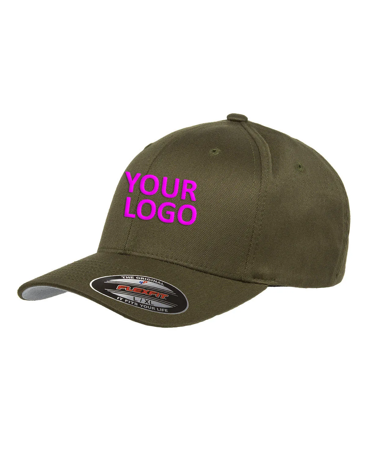 Flexfit Wooly 6-Panel Branded Caps, Olive