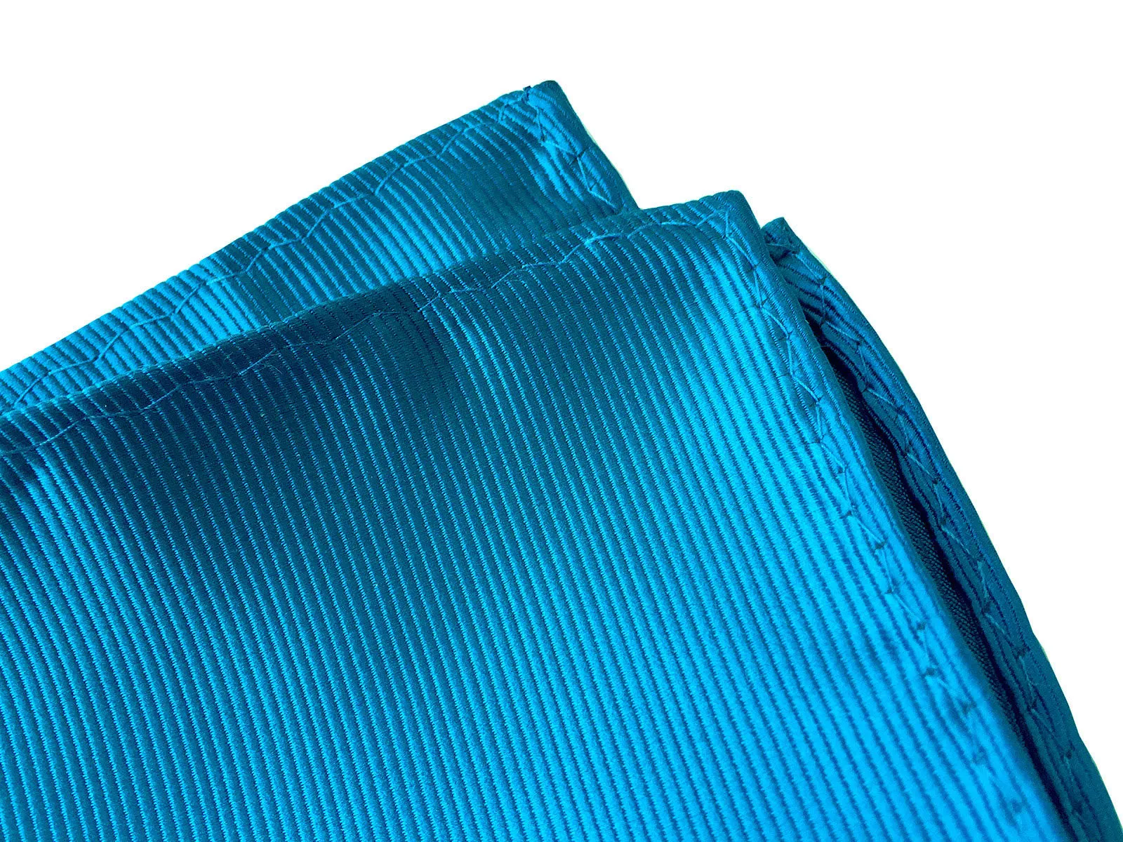 French Blue Pocket Square. Solid Color Fine-Stripe, No Print