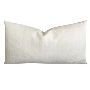 Ivory Embossed Geometric Lumbar Pillow Cover 15x26