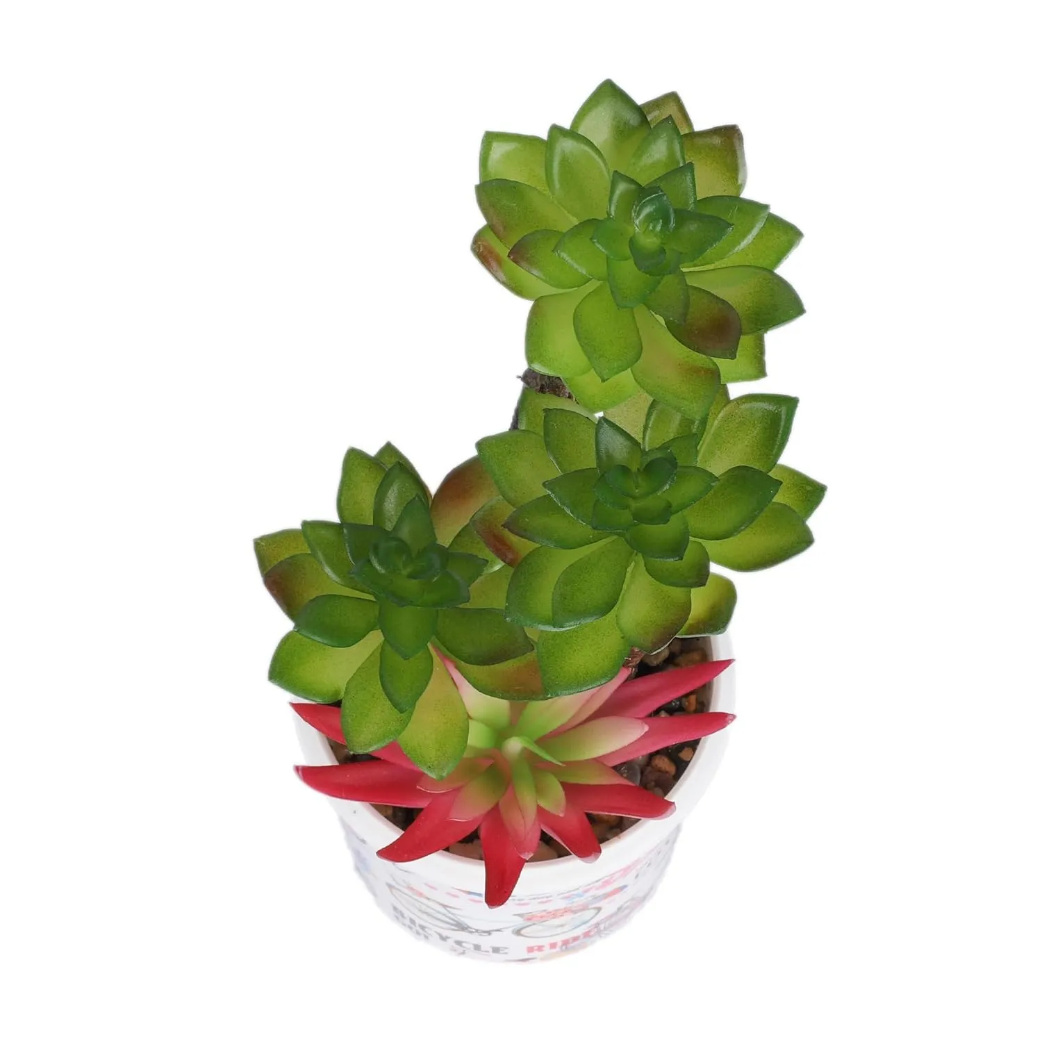 Kuber Industries Artificial Plants for Home D�cor|Natural Looking Indoor Fake Plants with Pot|Artificial Flowers for Decoration-Pack of 5 (Pink & Green)