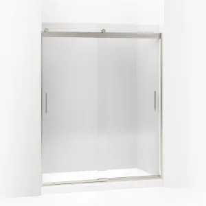 Levity 74" Clear Glass Sliding Shower Door in Brushed Nickel with 0.38" Thick Glass