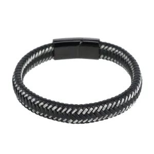 Loose Fit Esteban Black and Silver Braided Bracelet