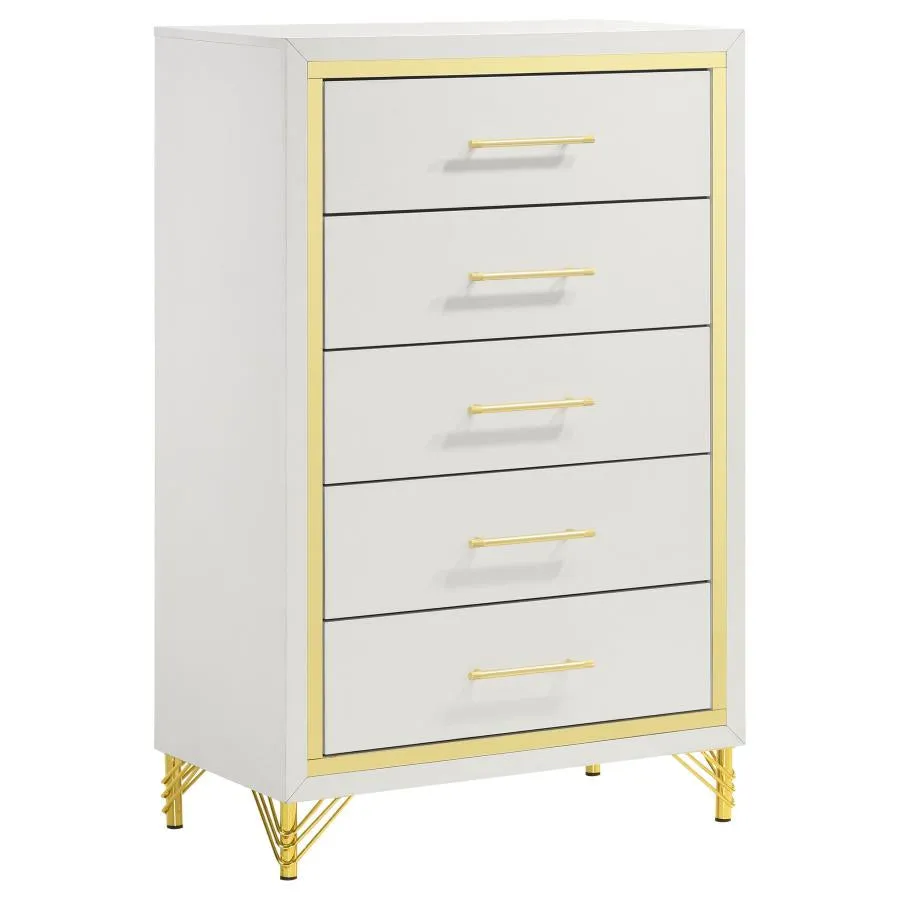 Lucia 5-Drawer Bedroom Chest White